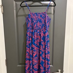 Blue and Pink Floral Maxi Dress